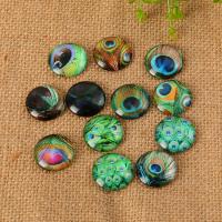 Γυαλί Cabochons, Ποτήρι, με Χαρτί, ώρα στολίδι & διαφορετικό μέγεθος για την επιλογή & επίπεδη πλάτη, μικτά χρώματα, 200PCs/τσάντα, Sold Με τσάντα