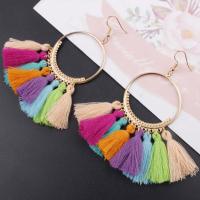 Zinc Alloy Tassel Earring, med Nylon, forgyldt, mode smykker & for kvinde, flere farver til valg, nikkel, bly & cadmium fri, 37x90mm, Solgt af par