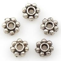 Spacer Coirníní Jewelry, Sinc Alloy, Flower, dath airgid antique plátáilte, 4x4x2mm, Poll:Thart 2mm, 2málaí/Lot, Thart 10000ríomhairí pearsanta/Mála, Díolta De réir Lot