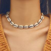 Mode Choker Ketting, Schelp, met Nylon Koord, plated, voor vrouw & glazuur, wit, Verkocht door Strand