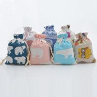 polyester et coton Sac drawstring, estampage à chaud, styles différents pour le choix, 10x14mm, 50PC/lot, Vendu par lot