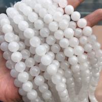 Jade White Üveggyöngy, Kerek, csiszolt, különböző méretű a választás, fehér, Lyuk:Kb 1mm, Által értékesített Strand