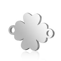 Rozsdamentes acél csatlakozó, Stainless Steel, Four Leaf Clover, platina színű bevont, 1/1 hurok, 15.7x11.2mm, Lyuk:Kb 2mm, 10PC-k/Lot, Által értékesített Lot