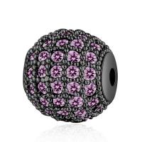 Perles cubes en laiton zircon Micro Pave, Rond, pistolet noir plaqué, pavé de micro zircon, plus de couleurs à choisir, protéger l'environnement, sans nickel, plomb et cadmium, 10mm, Trou:Environ 2mm, 2PC/lot, Vendu par lot