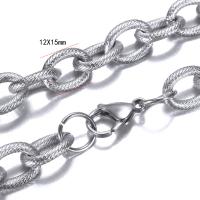 Stainless Steel Chain halskæde, oval kæde, oprindelige farve, 15x12x3mm, Længde Ca. 24 inch, 10Strands/Lot, Solgt af Lot