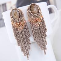 Messing Tassel Earring, med Krystal, rustfrit stål ørering indlæg, forgyldt, for kvinde, flere farver til valg, nikkel, bly & cadmium fri, 85*24mm, Solgt af par