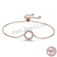 Circonio cúbico Micro Pave Pulsera Plata, Plata de ley 925, Donut, chapado en color rosa dorada, micro arcilla de zirconia cúbica & para mujer, más colores para la opción, Vendido para aproximado 9.4 Inch Sarta