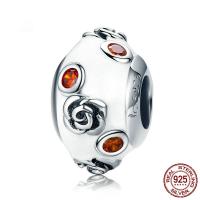 925 Sterling zilveren kralen, met Lampwork, echte verzilverd, mode sieraden, 8x13mm, Verkocht door PC