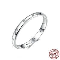 Zircon cubique Micro Pave Sterling Silver Rings, Argent sterling 925, Plaqué de platine, unisexe & normes différentes pour le choix & pavé de micro zircon, 2mm, Taille:6-8, Vendu par PC