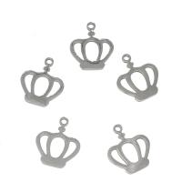 Rustfrit stål smykker Vedhæng, Stainless Steel, Crown, oprindelige farve, 14x16x1mm, Hole:Ca. 1.4mm, 50pc'er/Bag, Solgt af Bag