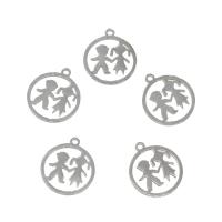 Edelstahl Schmuck Anhänger, hohl, originale Farbe, 15x17x1mm, Bohrung:ca. 1.4mm, 50PCs/Tasche, verkauft von Tasche