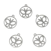 Ciondoli gioielli in acciaio inox, cavo, colore originale, 14x17x1mm, Foro:Appross. 1.4mm, 50PC/borsa, Venduto da borsa