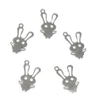 Acciaio inossidabile Animal Ciondoli, acciaio inox, Coniglio, colore originale, 11x19x1mm, Foro:Appross. 1.5mm, 50PC/borsa, Venduto da borsa