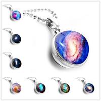 Tijd Gem sieraden ketting, Zinc Alloy, met Organisch glas, platinum plated, uniseks & verschillende stijlen voor de keuze, meer kleuren voor de keuze, nikkel, lood en cadmium vrij, 16mm, Per verkocht Ca 15.5 inch Strand