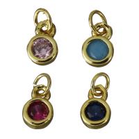 Μενταγιόν Cubic Zirconia (CZ) Brass, Ορείχαλκος, χρώμα επίχρυσο, με ζιργκόν, περισσότερα χρώματα για την επιλογή, νικέλιο, μόλυβδο και κάδμιο ελεύθεροι, 4.50x6.50mm, Τρύπα:Περίπου 3.5mm, 10PCs/Παρτίδα, Sold Με Παρτίδα