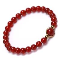 Red Agate Armbånd, med Ædelsten, Twist, forskellige materialer til valg & Unisex, 6mm, 8mm, Længde Ca. 6.8 inch, 5Strands/Lot, Solgt af Lot