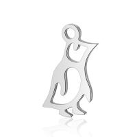 Rustfrit stål Animal Pendler, Stainless Steel, Penguin, oprindelige farve, 7.1x14mm, Hole:Ca. 2mm, 10pc'er/Lot, Solgt af Lot