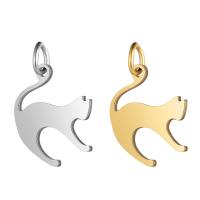 Rustfrit stål Animal Pendler, Stainless Steel, Cat, for kvinde, flere farver til valg, 14.5x21mm, Hole:Ca. 5mm, 10pc'er/Lot, Solgt af Lot