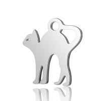 Rustfrit stål Animal Pendler, Stainless Steel, Cat, for kvinde, oprindelige farve, 12x12.5mm, Hole:Ca. 2mm, 10pc'er/Lot, Solgt af Lot