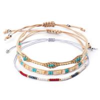 corde en nylon Set de bracelet, avec Seedbead, Rond, Réglable & trois pièces & pour femme, couleurs mélangées, protéger l'environnement, sans nickel, plomb et cadmium, 280mm, 3PC/fixé, Vendu par fixé