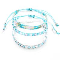 corda in nylon Bracciale Set, with Seedbead & agate, Cerchio, Regolabile & tre pezzi & per la donna, blu, assenza di nichel,piombo&cadmio, 280mm, 3PC/set, Venduto da set