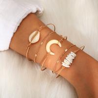 Zinc Alloy Armband-Set, armband & armband, met Schelp, plated, 5 stuks & voor vrouw, gouden, nikkel, lood en cadmium vrij, Verkocht door Stel