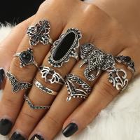 Zinc Alloy ring Set, fingerring, forgyldt, 12 stk. & for kvinde, sølv, nikkel, bly & cadmium fri, Solgt af sæt