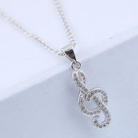 Blås Collier, Mässing, med Cubic Zirconia, Music Note, plated, för kvinna, silver, nickel, bly och kadmium gratis, 420mm, Säljs av Strand