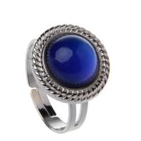 Bague en alliage de zinc, avec verre, Placage de couleur platine, réglable & pour femme & émail selon l'humeur, protéger l'environnement, sans nickel, plomb et cadmium, Taille:5.5-10.5, 100PC/sac, Vendu par sac