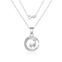 Kubieke Zircon Micro effenen Sterling zilveren ketting, Messing, silver plated, ovale keten & micro pave zirconia & voor vrouw, 11x18mm, Per verkocht Ca 15.75 inch Strand