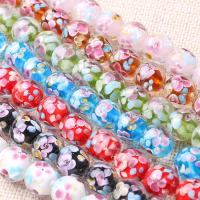 Inneren Blume-Lampwork-Beads, Lampwork, rund, innen Blume, keine, 14mm, Bohrung:ca. 2mm, 20PCs/Menge, verkauft von Menge