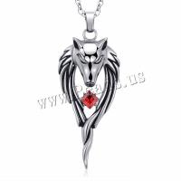 Acier inoxydable animaux Pendentifs, loup, bijoux de mode & avec strass, 62X27MM, Vendu par PC