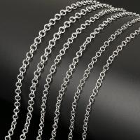 Rozsdamentes acélból készült ékszerek Chain, Stainless Steel, -val műanyag orsó, kerek lánc & különböző méretű a választás, az eredeti szín, Kb 10m/spool, Által értékesített spool