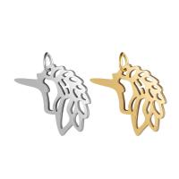 Acciaio inossidabile Animal Ciondoli, acciaio inox, Unicorno, cavo, nessuno, 22x22mm, 5PC/lotto, Venduto da lotto