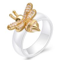 Porselein Finger Ring, Honingbij, verschillende grootte voor keus & voor vrouw & met strass, meer kleuren voor de keuze, 17mm, Gat:Ca 1mm, Verkocht door PC