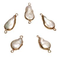 Freshwater Pearl Connector with Brass gold color plated 1/1 loop white - Approx 1.8mm Sold By Bag