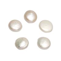 Inga Hål odlad sötvattenspärla pärlor, Freshwater Pearl, Flat Round, naturlig, inget hål, vit, 10x10x5mm, 5PC/Bag, Säljs av Bag