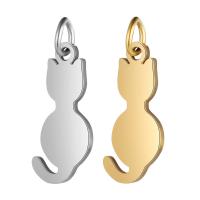 Acciaio inossidabile Animal Ciondoli, acciaio inox, Gatto, per la donna, nessuno, 8x21mm, 10PC/lotto, Venduto da lotto