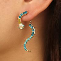 Zinc Alloy Cartoon Split Earring, plated, voor vrouw & met strass, groen, nikkel, lood en cadmium vrij, Verkocht door pair