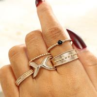 Zinc Alloy ring Set, forgyldt, 5 stykker & for kvinde, gylden, nikkel, bly & cadmium fri, Solgt af sæt