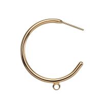 Clou boucle d'oreille en laiton, Plaqué d'or, DIY & avec boucle, protéger l'environnement, sans nickel, plomb et cadmium, 30mm, Environ 30pairescouple/lot, Vendu par lot