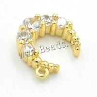 Rhinestone Brass Hängen, Mässing, Månen, äkta guldpläterad, DIY & med strass, nickel, bly och kadmium gratis, 12mm, Ca 20PC/Lot, Säljs av Lot