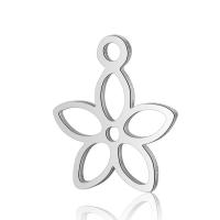 Pendentif fleur en acier inoxydable, creux, couleur originale, 11.5x8.4mm, Trou:Environ 1mm, 10PC/lot, Vendu par lot