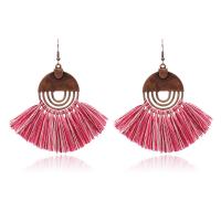 Zinc Alloy Tassel Earring, met Katoen draad, antieke koperen kleur vergulde, Bohemien stijl & voor vrouw, meer kleuren voor de keuze, nikkel, lood en cadmium vrij, 80x70mm, Verkocht door pair