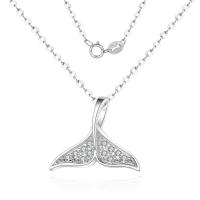 Kubieke Zircon Micro effenen Sterling zilveren ketting, Messing, De staart van de zeemeermin, silver plated, ovale keten & micro pave zirconia & voor vrouw, 9x12mm, Per verkocht Ca 15.75 inch Strand