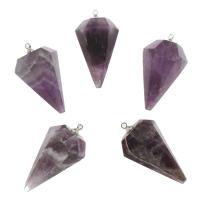 Natürlicher Quarz Anhänger, Amethyst, plattiert, DIY, violett, 35*19mm, Bohrung:ca. 1.7mm, 5PCs/Tasche, verkauft von Tasche