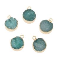 Ágata Natural Druzy Pendant, Ágata quartzo de gelo, banhado, joias de moda & DIY, Mais cores pare escolha, 12*6mm, Buraco:Aprox 1.2mm, 5PCs/Bag, vendido por Bag