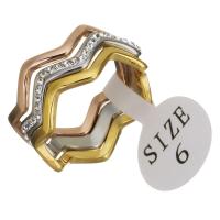 Rostfritt stål Rhinestone Fingerringar, ROSTFRITT STÅL, med rhinestone lera bana, plated, olika storlek för val & för kvinna, 8.50mm, Säljs av PC