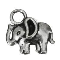 Pingentes Jóias de bronze, cobre, Elefante, esmalte, prateado, níquel, chumbo e cádmio livre, 12x11.50x2.50mm, Buraco:Aprox 2.5mm, 50PCs/Lot, vendido por Lot