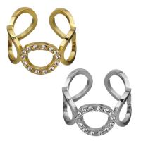 Roestvrij staal Manchet Finger Ring, plated, verschillende grootte voor keus & voor vrouw & met strass, meer kleuren voor de keuze, 10.50mm, Verkocht door PC